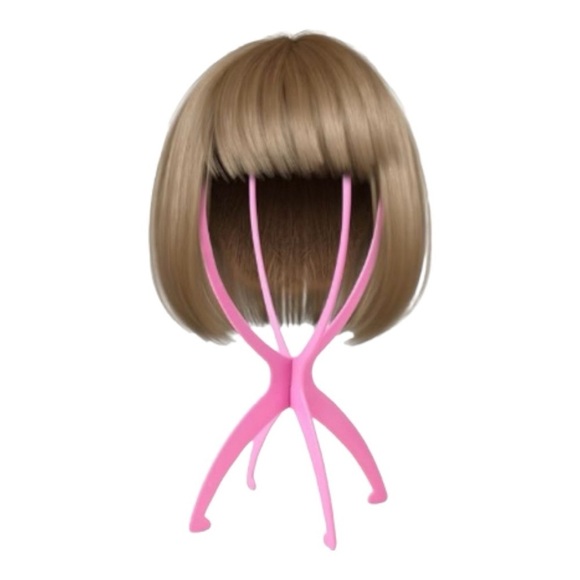 Pink Portable Wig Stand for Hair Pieces, Toupees and Wigs New - Picture 1 of 4